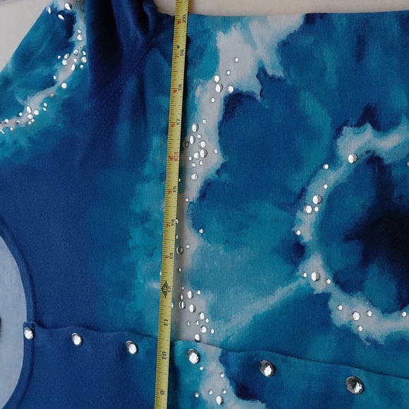 White House Black Market Blue Tie-Dye Women's Sweater Size XL - Picture 7 of 9